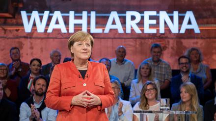 Die Kanzlerin in der Wahlarena.