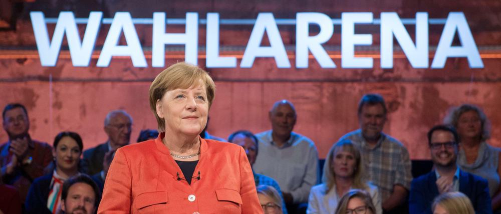 Die Kanzlerin in der Wahlarena.
