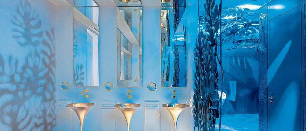 Schönes Örtchen. Edle Materialien, verspielte Details und Knallfarben für die Wintergarten-Gäste.