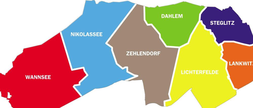 Der Bezirk Steglitz-Zehlendorf und seine sieben Ortsteile. Hätten Sie alle zusammenbekommen?