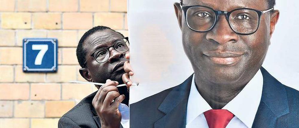 Auf der Bildfläche. Durchaus freudig spricht Karamba Diaby von den vielen unzerstört gebliebenen Wahlplakaten mit seinem Konterfei.