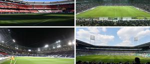 Die Verlierer (von oben links nach unten rechts): Max-Morlock-Stadion in Nürnberg, Borussia-Park in Mönchengladbach, HDI-Arena in Hannover und das Weser Stadion in Bremen. 