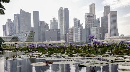 Die Skyline der Innenstadt von Singapur.