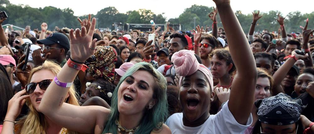 Musikfans jubeln bei einem Festival in New York.