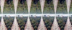 Von der Siegessäule bis in die Unendlichkeit. Die Collage zeigt die Bewegung des Berliner Verkehrs.