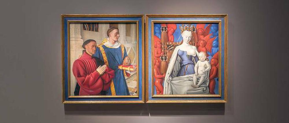 Zwei Welten. Jean Fouquets Diptychon von Melun zeigt die Madonna auf der einen und ihren Stifter samt Schutzpatron auf der anderen Seite.