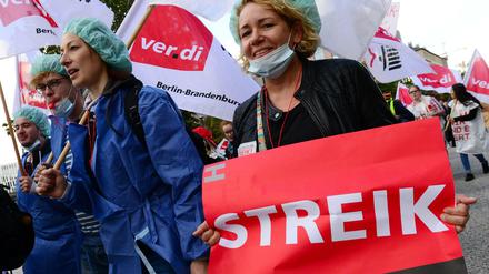 Streikende Pflegerinnen und Pfleger protestieren noch bis Freitag an der Charité. 