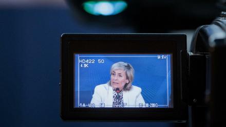 Die ARD-Vorsitzende Karola Wille am 20.09.2017 bei der Pressekonferenz zur vorangegangenen ARD-Hauptversammlung. 