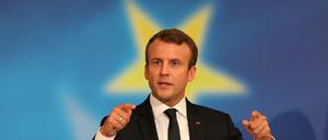 Frankreichs Präsident Macron bei seiner Rede an der Sorbonne-Universität.