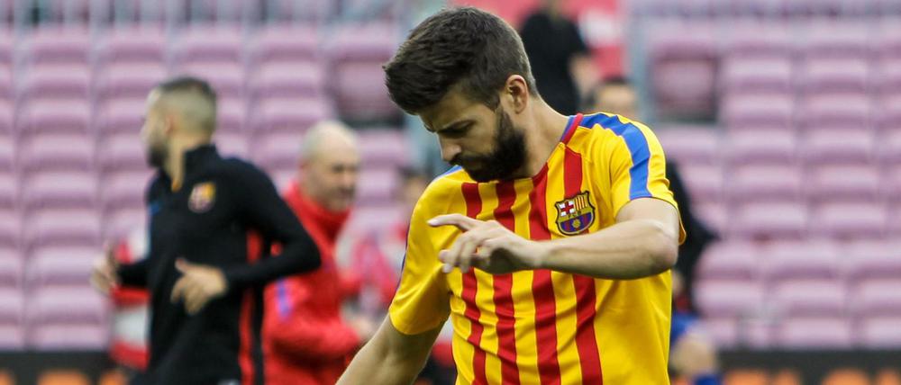 Katalanische Farben: Gerard Piqué im Dress des FC Barcelona.
