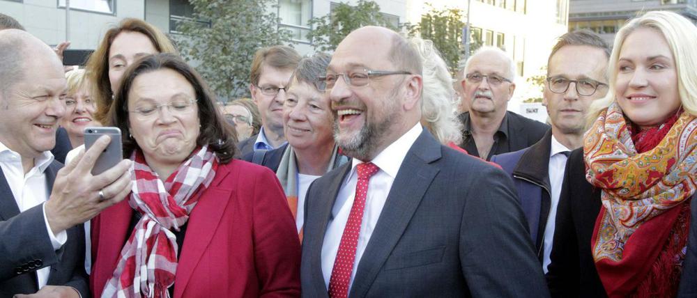 SPD-Personalreigen: Wer will was? Olaf Scholz, Andrea Nahles, Martin Schulz, und Manuela Schwesig im Wahlkampfendspurt 2017