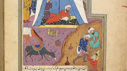 Einer von uns. Josef wird von den Ägyptern aus dem Brunnen gerettet. Illustration zu einer Prophetengeschichte, Persien, 16. Jahrhundert.