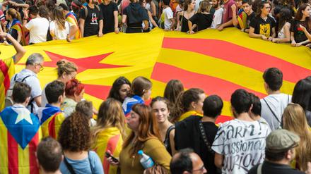 Befürworter des katalanischen Unabhängigkeitsreferendums demonstrieren am Dienstag in Barcelona. 