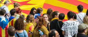Befürworter des katalanischen Unabhängigkeitsreferendums demonstrieren am Dienstag in Barcelona. 