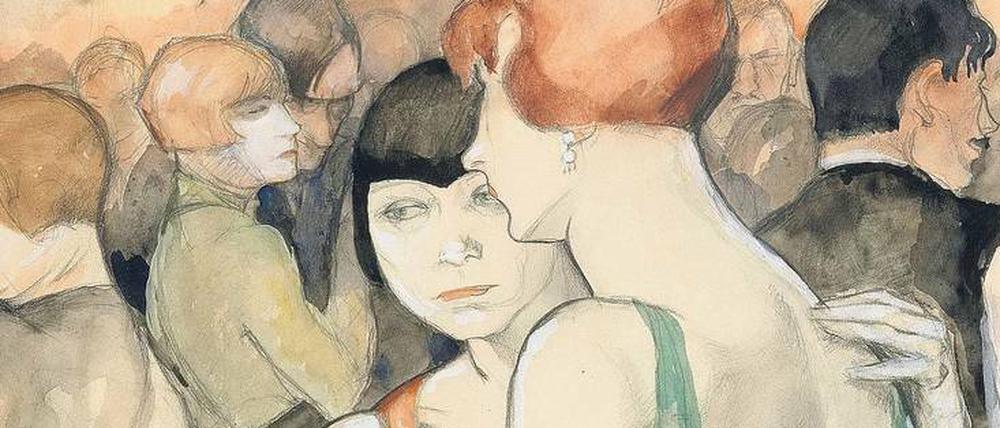 Damenwahl. Das Aquarell "Zwei Frauen tanzen" von Jeanne Mammen, entstanden um 1928.