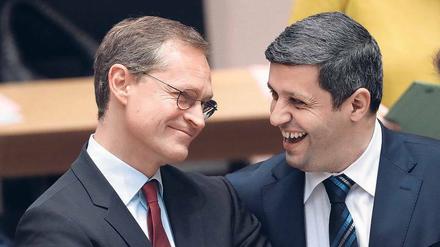 Zwei wie Pech und Schwefel. Michael Müller, der Regierende Bürgermeister, und SPD-Fraktionschef Raed Saleh ziehen an einem Strang, nur nicht immer beide in dieselbe Richtung. 