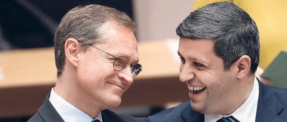 Zwei wie Pech und Schwefel. Michael Müller, der Regierende Bürgermeister, und SPD-Fraktionschef Raed Saleh ziehen an einem Strang, nur nicht immer beide in dieselbe Richtung. 