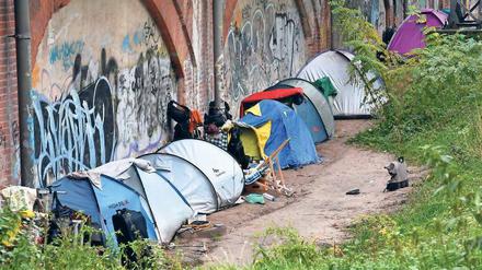 Unerwünscht. Immer mehr Obdachlose übernachten mit ihren Zelten in Berliner Parks und Grünanlagen – wie hier im Tiergarten. 