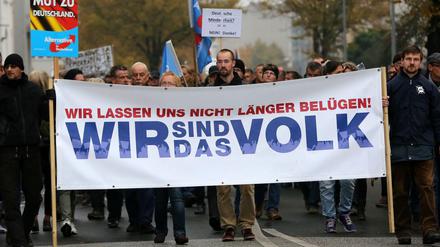 Volk des Grundgesetzes oder ein anderes? Szene einer AfD-Demonstration in Mecklenburg-Vorpommern vor zwei Jahren.