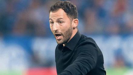 Domenico Tedesco, 32, kam vor der Saison von Erzgebirge Aue zu Schalke. Er ist Wirtschaftsingenieur und schloss den Trainerlehrgang als Jahrgangsbester ab. Foto: Kirchner/dpa