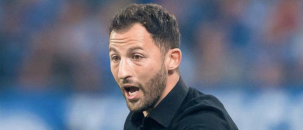 Domenico Tedesco, 32, kam vor der Saison von Erzgebirge Aue zu Schalke. Er ist Wirtschaftsingenieur und schloss den Trainerlehrgang als Jahrgangsbester ab. Foto: Kirchner/dpa