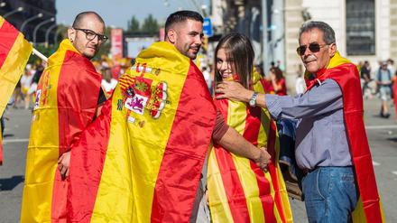 Protest gegen die Unabhängigkeitsbestrebungen Kataloniens in Barcelona in Katalonien 