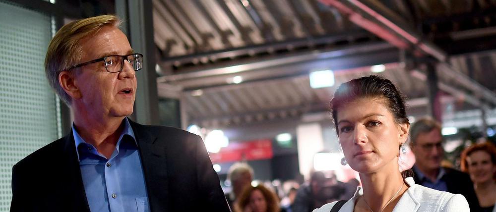 Die Linken-Fraktionsvorsitzenden Dietmar Bartsch und Sahra Wagenknecht auf der Klausurtagung in Potsdam.