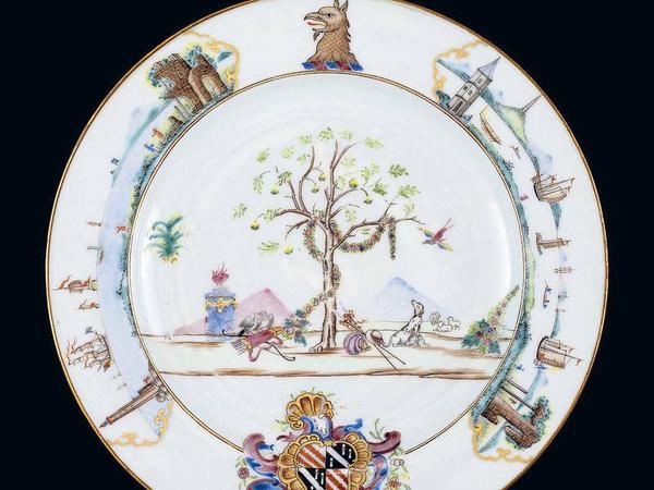 Über den Rand hinaus. Suppenteller aus Porzellan, hergestellt um 1745 in China für Lord Anson; aus der Sammlung des British Museum.