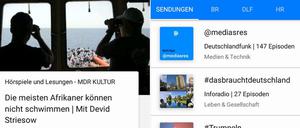 Die beiden Screenhots der Audiothek stammen aus der Android-Version der Smartphone-App.