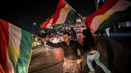 Kurden in der Stadt Erbil feiern das Ergebnis des Unabhängigkeitsreferendums.