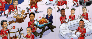 Auf dem Adventskalender des FC Bayern ist Carlo Ancelotti in seinem Element.