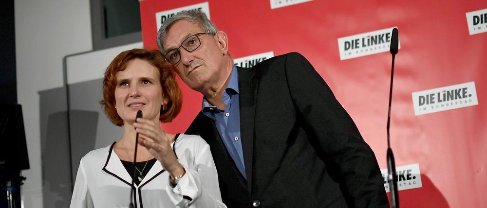 Linkspartei-Chefs Bernd Riexinger und Katja Kipping am Dienstag auf der Klausurtagung der Bundestagsfraktion in Potsdam.
