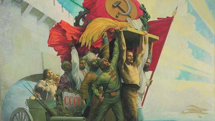 Stepan M. Karpow (1890 – 1929) gab der erwünschten „Völkerfreundschaft“ innerhalb der 1922 geschaffenen Sowjetunion symbolisch Ausdruck. Da lag die Revolution erst ein paar Jahre zurück.