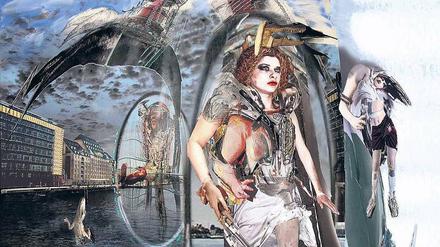 Wer bringt das Unheil über die Welt? Die Frauen – wer sonst? Wolfgang Petricks „Windsbraut“, Pigmentdruck auf Leinwand von 2017. 