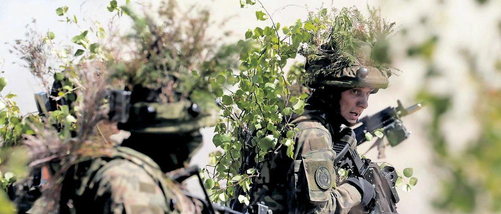 Polnische Soldaten bei einem Manöver der Nato in Lettland.