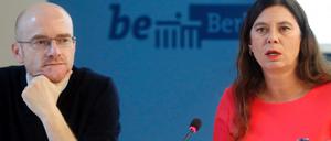 Senatorin Sandra Scheeres und der Leiter der Schule am Schloss, Thorsten Pfaff, stellten am Freitag das neue Indikatorenmodell vor. 