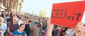 olidarisch. Demonstration für die Budapester Europa-Uni.