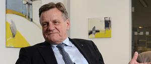 Hartmut Mehdorn, hier beim Tagesspiegel-Interview als Chef der Flughafen Berlin Brandenburg GmbH (2014).