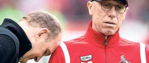 Zum Heulen. Jörg Schmadtke suchte noch am Sonntag die Nähe zu Trainer Peter Stöger.
