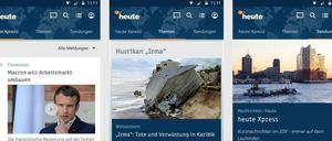 Die neue „heute“-App ist unterteilt in Nachrichtenüberblick, Themen des Tages und die „heute“-Ausgaben.