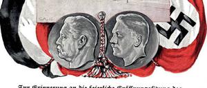 „Alte Größe“ und „junge Kraft“. Reichskanzler Hitler küsste dem Reichspräsidenten Hindenburg die Hand.