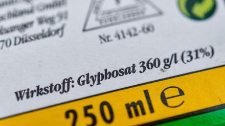 Die Verpackung eines Unkrautvernichtungsmittel, das den Wirkstoff Glyphosat enthält. 