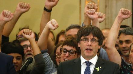 Der abgesetzte Chef der katalanischen Regionalregierung, Carles Puigdemont, in Barcelona. 