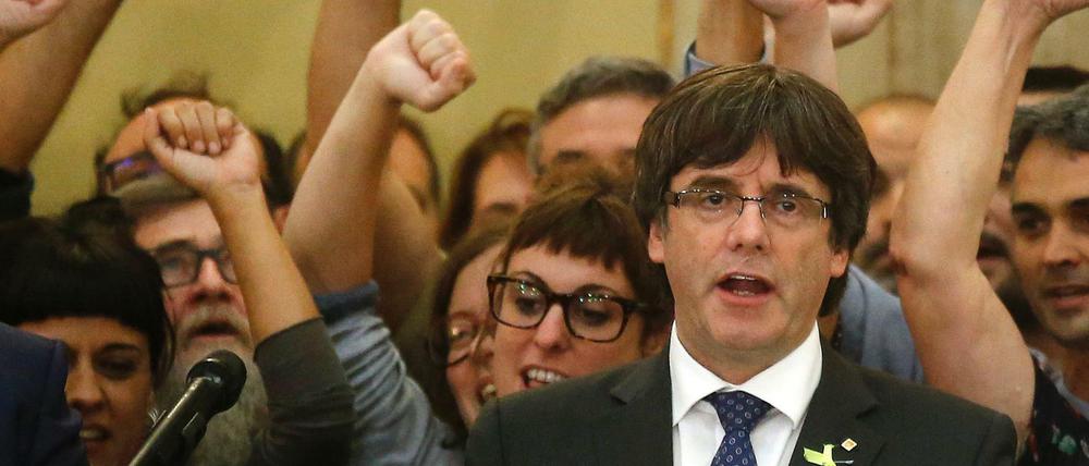 Der abgesetzte Chef der katalanischen Regionalregierung, Carles Puigdemont, in Barcelona. 