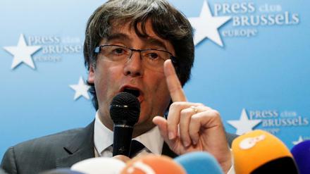Carles Puigdemont bei seiner Pressekonferenz am Dienstag in Brüssel.
