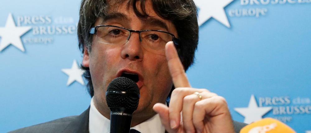Carles Puigdemont bei seiner Pressekonferenz am Dienstag in Brüssel.