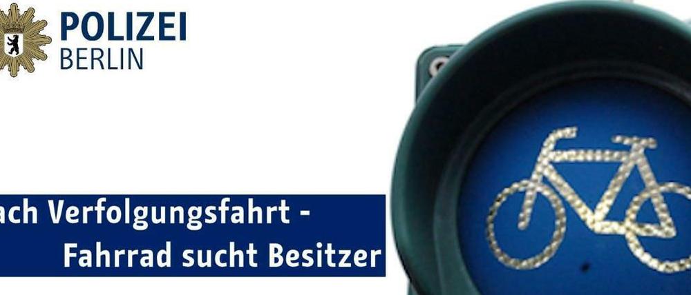 Die Berliner Polizei sucht nach dem Besitzer des am Mittwoch geliehenen Fahrrades. Foto: Polizei Berlin / Twitter