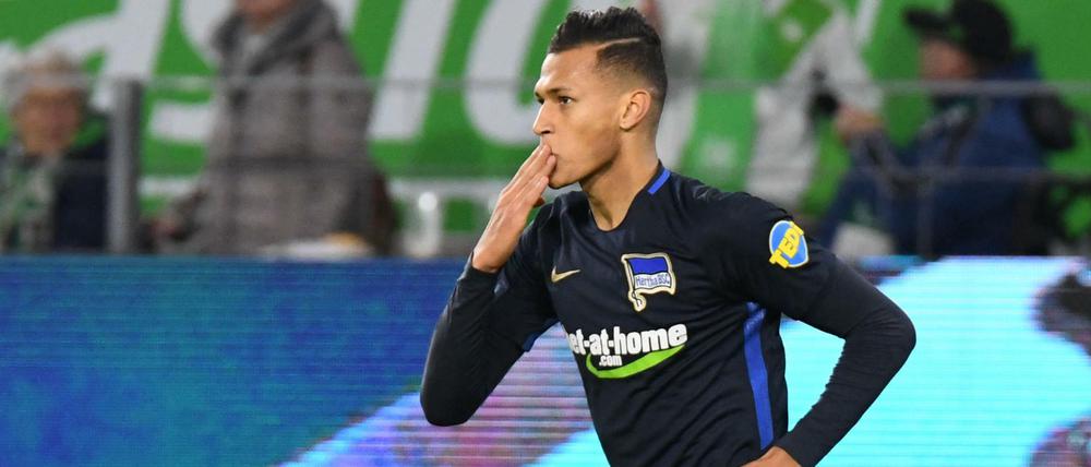 Herthas Davie Selke trifft auch in der Liga: Gegen Wolfsburg erzielte er das 3:3.
