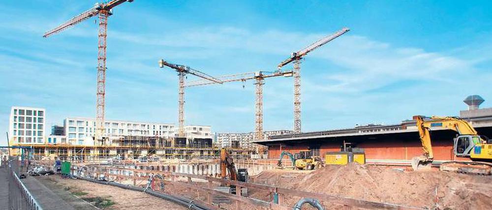 Europa-City. Hunderte neue Wohnungen, Büros, Läden und Lokale entstehen derzeit im „Quartier Heidestraße“ nördlich vom Hauptbahnhof.