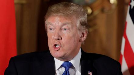 US-Präsident Donald Trump bei einer Konferenz mit dem japanischen Shinzo Abe in Tokio, Japan.